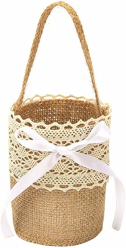 Burlap Flower Basket Wedding Candy Gift Basket for Wedding Ceremony Party Christmas