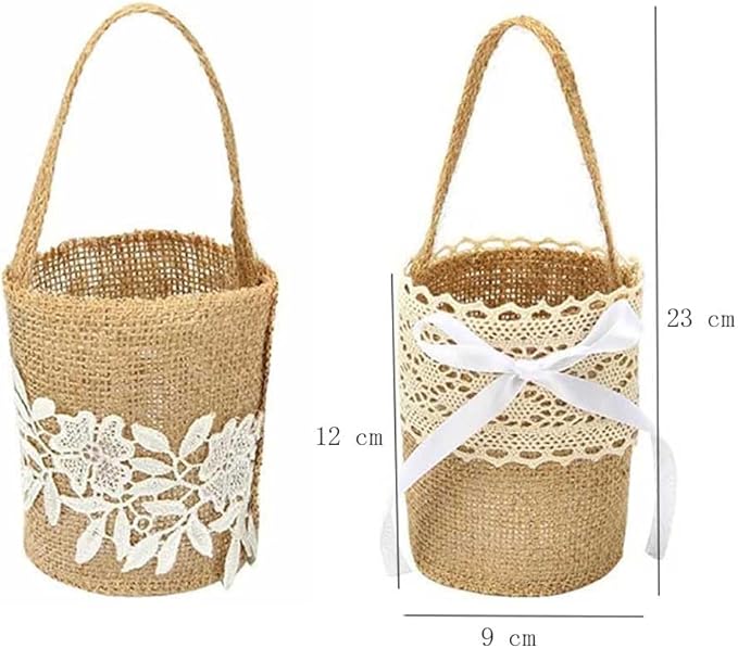 Burlap Flower Basket Wedding Candy Gift Basket for Wedding Ceremony Party Christmas