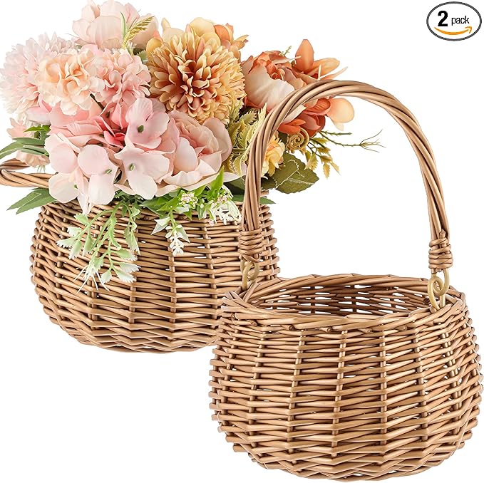 Burlap Flower Basket Wedding Candy Gift Basket for Wedding Ceremony Party Christmas