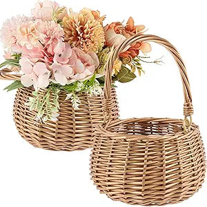 Burlap Flower Basket Wedding Candy Gift Basket for Wedding Ceremony Party Christmas